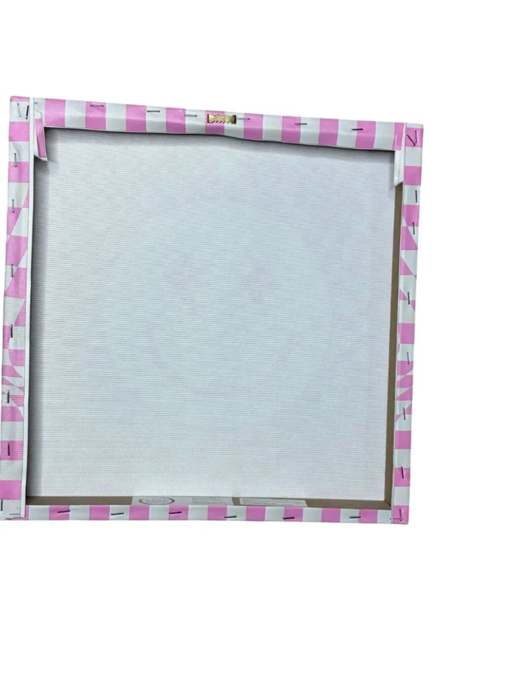 Edge Home Pink & White Checkered Smiley Face Canvas Wall Art 14x14